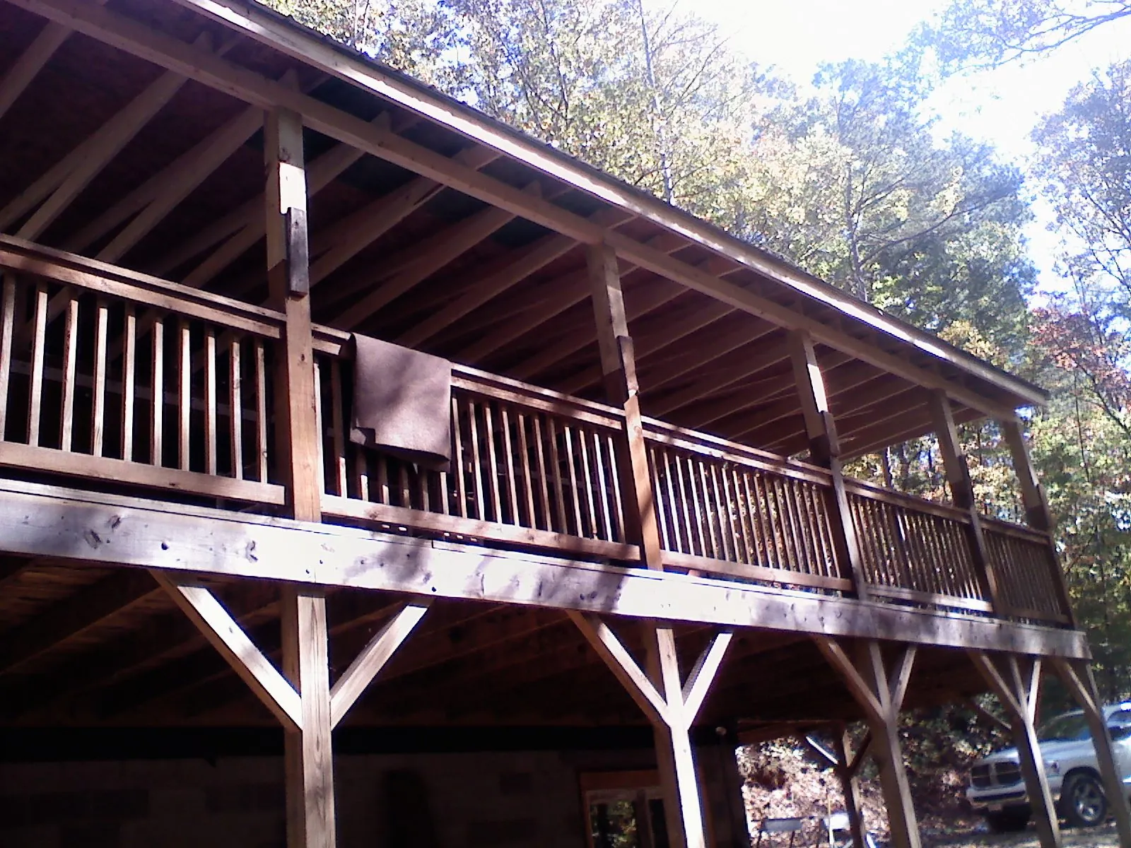 Timber framing under a new elevated porch and deck — Roof Leak Repair in Succasunna by Roofing Brothers